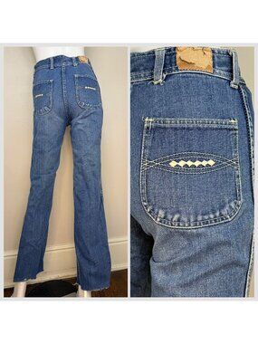 Vintage 1970s Blue Jeans High Rise Straight Leg 25.5x30.25 Best Made Togs Size 0